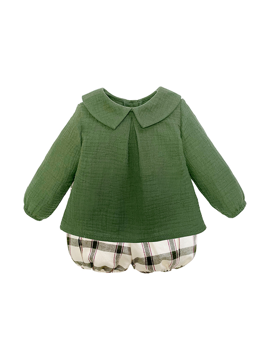 conjunto bebe camisa verde bombacho cuadros