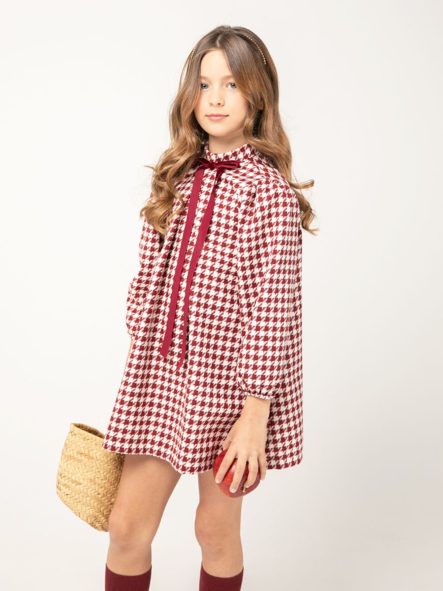 Vestido cuadros tartan burdeos - Imagen 2