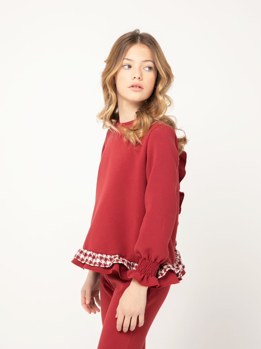 Conjunto casaca y pantalon en tejido burdeos - Imagen 2