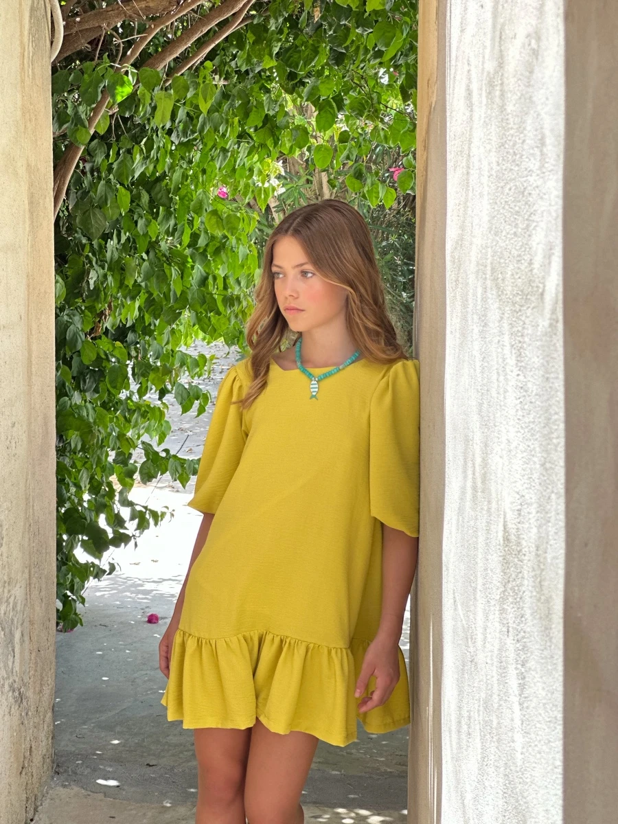 Vestido lima manga semi talle bajo con espalda escote cuadrado - Imagen 2