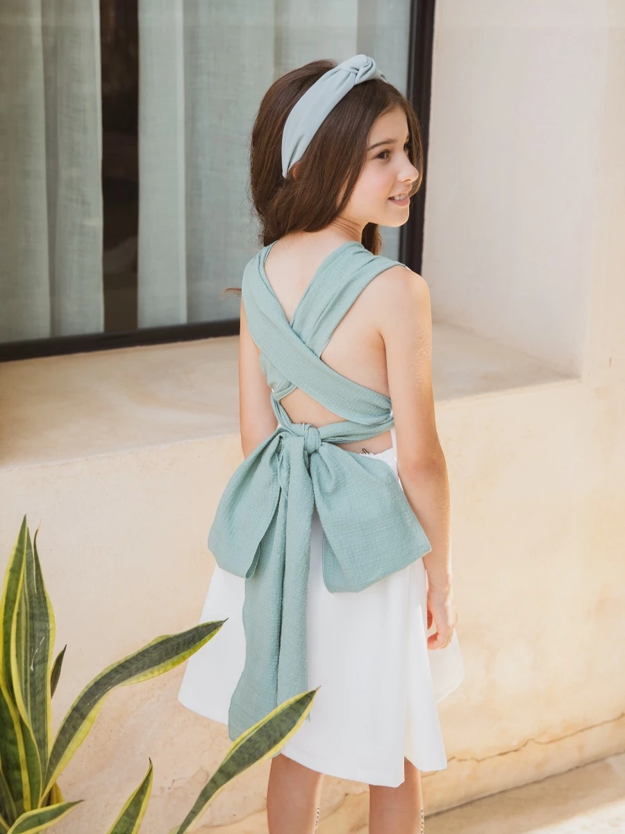 Vestido Sunny blanco cruzado espalda - Imagen 2