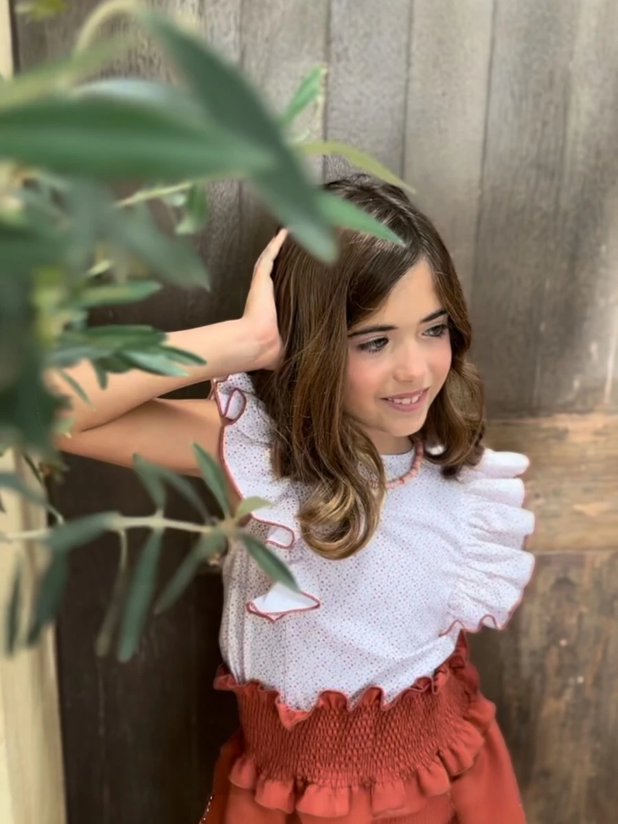 Conjunto Seabed camisa volante puntitos falda engomada caldera - Imagen 2